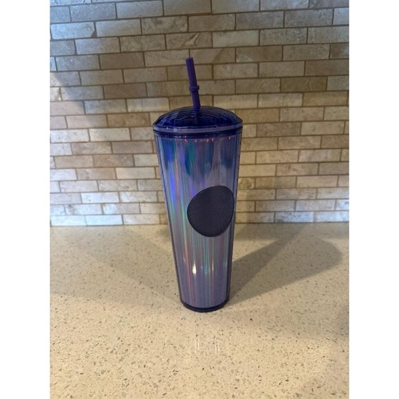 Starbucks Iridescent Dome Cap Tumbler Blue Purple 24 oz Venti 2022 Kaleidoscope - Picture 1 of 4